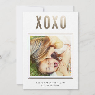 Cartão De Festividades Gold XOXO faux foil Valentine's Day Photo Card