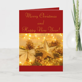 Cartão De Festividades Golden Christmas & New Year Greeting Card