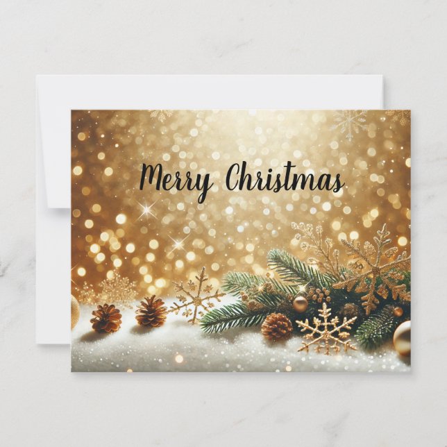 Cartão De Festividades Golden Glitter Christmas Background with Copy Spac (Frente)