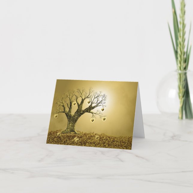 Cartão De Festividades Golden Hearts Tree - Greeting Card (Frente)