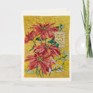Cartão De Festividades Golden Poinsettia | Blank Fine Art Christmas Card