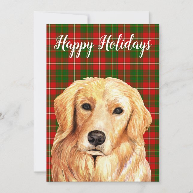 Cartão De Festividades Golden Retriever aquarela personalizado (Frente)