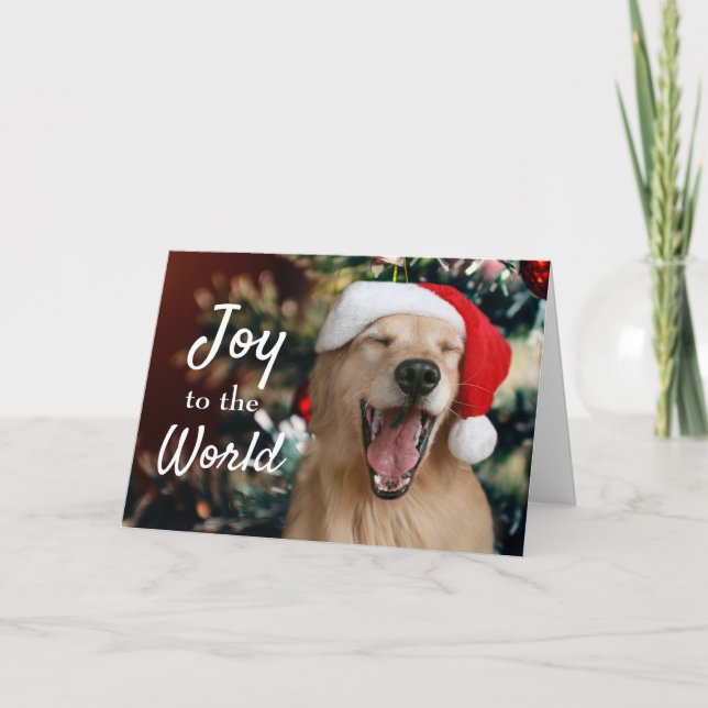 Cartão De Festividades Golden Retriever Cachorro Alegria para o Mundo Nat (Frente)