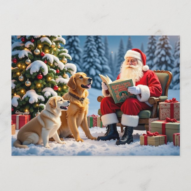 Cartão De Festividades Golden Retriever Christmas Card (Frente)