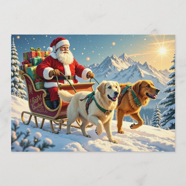 Cartão De Festividades Golden Retriever Christmas Card (Frente)