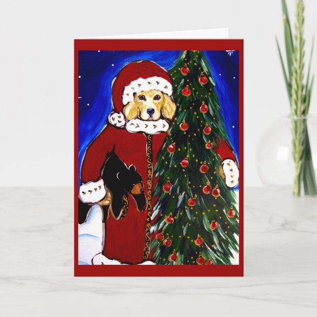 Cartão De Festividades Golden Retriever Christmas Card (Frente)