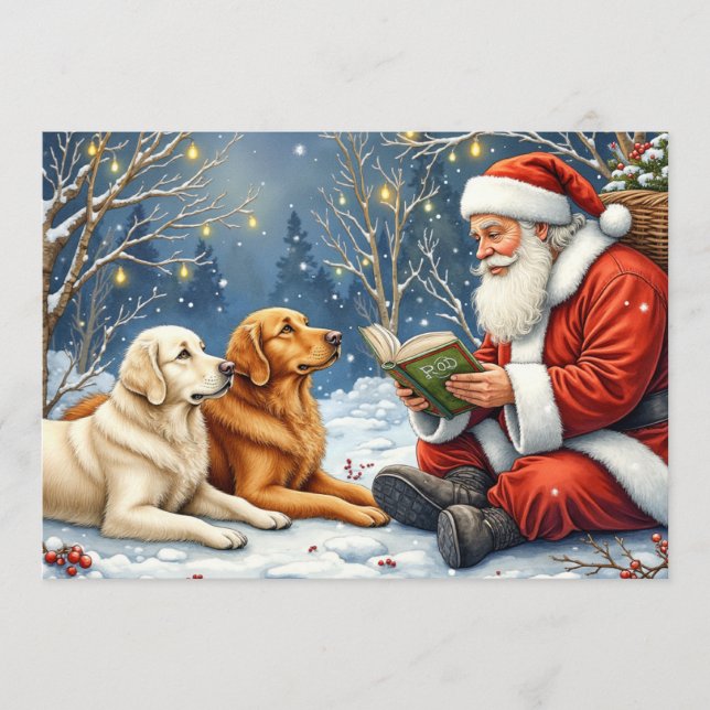 Cartão De Festividades Golden Retriever Christmas Card (Frente)