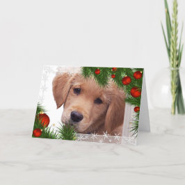Cartão De Festividades Golden Retriever Christmas Card- Cute Dog Puppy