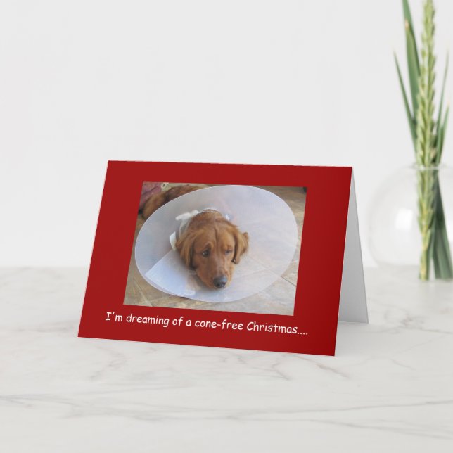 Cartão De Festividades Golden Retriever Christmas Greeting Card, Cone (Frente)