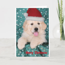 Cartão De Festividades Golden Retriever Christmas Puppy