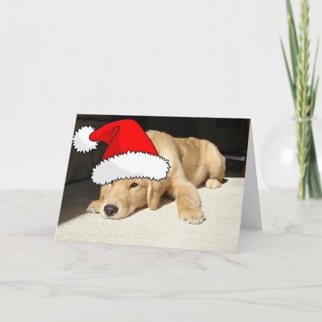 Cartão De Festividades Golden Retriever Christmas Puppy (Frente)