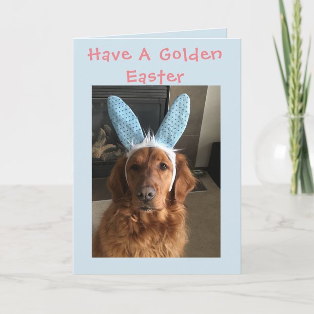 Cartão De Festividades Golden Retriever Easter (Frente)