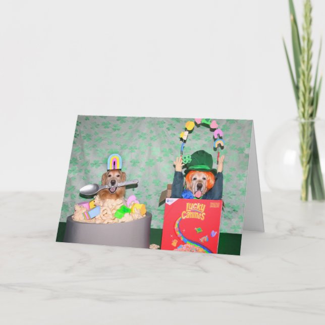 Cartão De Festividades Golden Retriever Good Luck Charm St. Patrick’s Day (Frente)