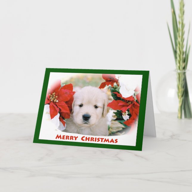 Cartão De Festividades Golden Retriever Merry Christmas Greeting Card (Frente)