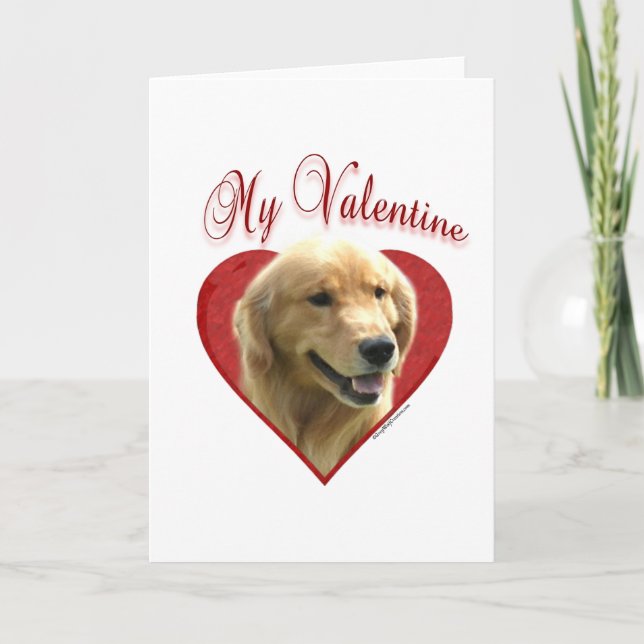 Cartão De Festividades Golden Retriever My Valentine (Frente)