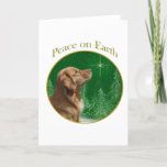 Cartão De Festividades Golden Retriever Peace<br><div class="desc">Peace on Earth. Show your reason for the season with your Golden Retriever in this unique dog design accented with green and gold. Goes great on an ornament,  greeting card or sticker.</div>