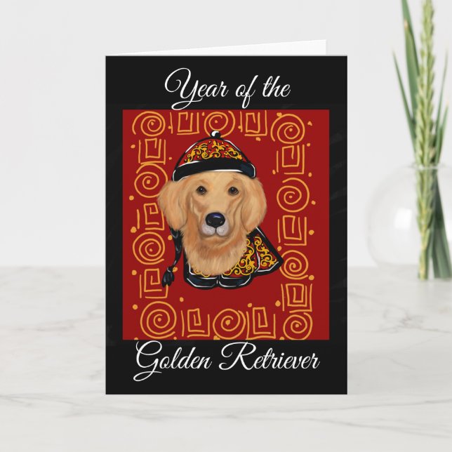 Cartão De Festividades Golden Retriever Year of the Dog (Frente)