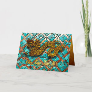 Cartão De Festividades Golden Vietnamese Dragon Year 2024 Mosaic GC