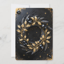 Cartão De Festividades Golden Winter Wreath Holiday Greeting Card