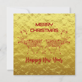 Cartão De Festividades Golden wish card Merry Christmas new year reindeer