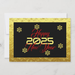 Cartão De Festividades Golden wish card New Year with snowflakes