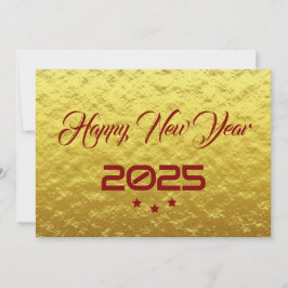 Cartão De Festividades Golden wish card New Year with tree stars