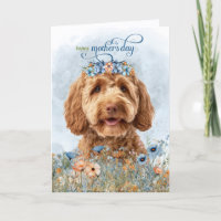 Goldendoodle Cachorro Flores Silvestres Dia das Mã