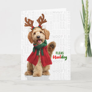 Cartão De Festividades Goldendoodle Cachorro Piolhos Divertidos Navidog N