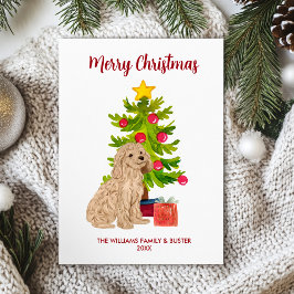 Cartão De Festividades Goldendoodle Cão Natal