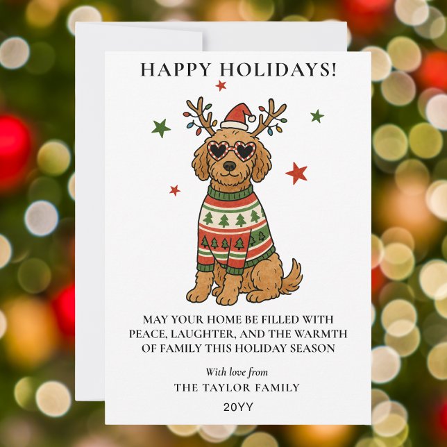 Cartão De Festividades Goldendoodle Dog Ugly Sweater Christmas (Goldendoodle Dog Ugly Sweater Christmas Holiday Card
)