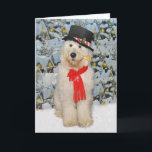 Cartão De Festividades Goldendoodle Snowman Christmas card<br><div class="desc">Goldendoodle snowman card</div>