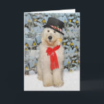 Cartão De Festividades Goldendoodle Snowman Christmas card<br><div class="desc">Goldendoodle snowman card</div>