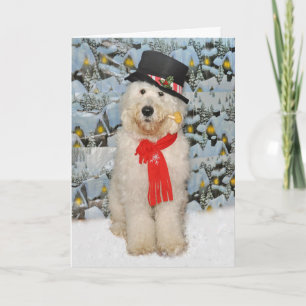 Cartão De Festividades Goldendoodle Snowman Christmas card