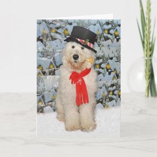 Cartão De Festividades Goldendoodle Snowman Christmas card