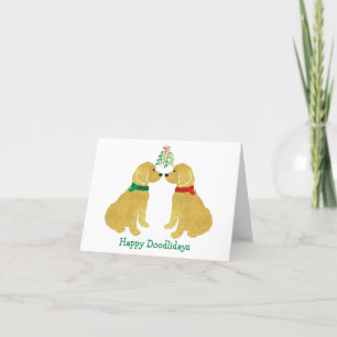 Cartão De Festividades Goldendoodles Personalizados Se Beijando Debaixo d