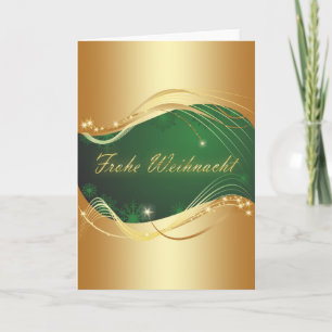 Cartão De Festividades Goldenes Weihnachtsmotiv mit grünem Hintergrund