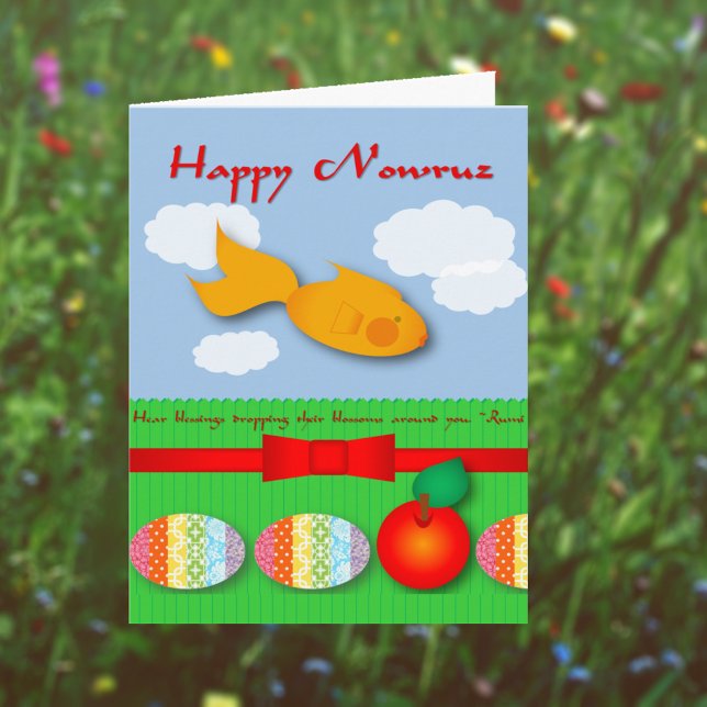 Cartão De Festividades Goldfish and Rumi Quote Nowruz Card (Criador carregado)