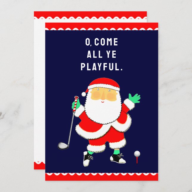 Cartão De Festividades Golf Christmas Greeting (Frente/Verso)