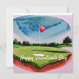 Cartão De Festividades Golf Dia dos Namorados no curso de golfe aquarela