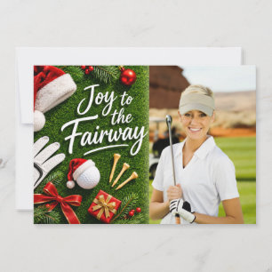 Cartão De Festividades Golf Feliz Natal com a sua própria foto