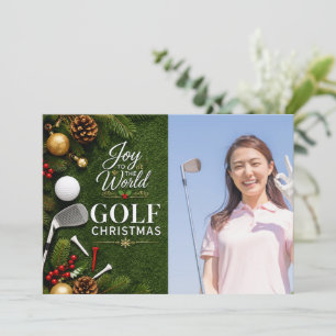 Cartão De Festividades Golf Feliz Natal com sua própria foto