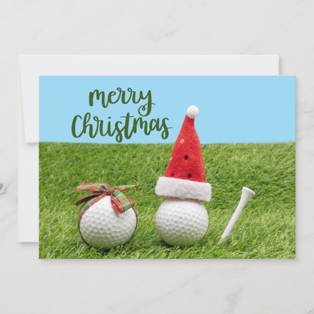 Cartão De Festividades Golf Feliz Natal para Golfer (Frente)