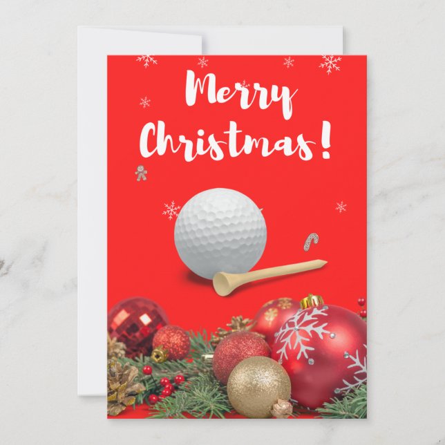 Cartão De Festividades Golf Feliz Natal para Golfer com ornamento (Frente)