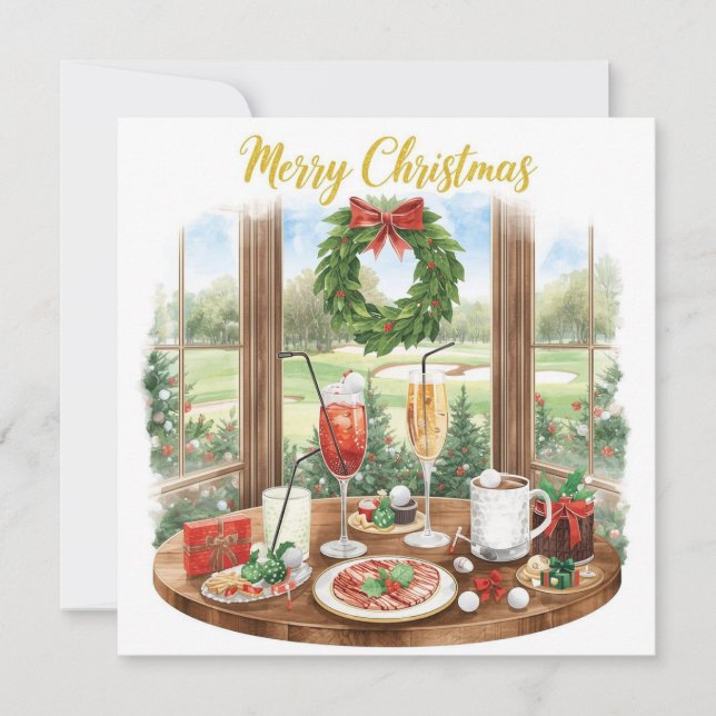 Cartão De Festividades Golf Merry Christmas from Golf Course Clubhouse (Frente)