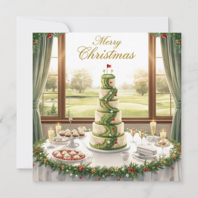 Cartão De Festividades Golf Merry Christmas from Golf Course Clubhouse (Frente)