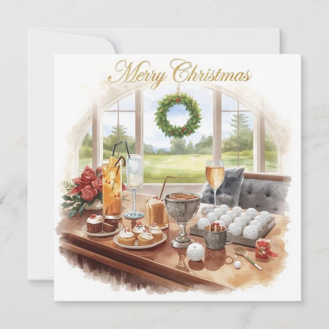 Cartão De Festividades Golf Merry Christmas from Golf Course Clubhouse (Frente)