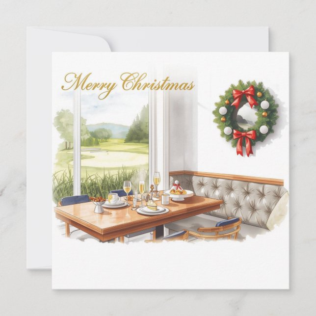 Cartão De Festividades Golf Merry Christmas from Golf Course Clubhouse (Frente)