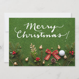Cartão De Festividades Golf Natal no Putting Green Feliz Natal
