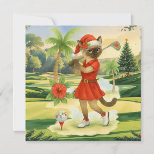 Cartão De Festividades Golf Natal temático para mulher gata golfista