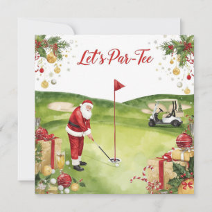Cartão De Festividades Golf Natal Vamos Par tir com o Papai Noel